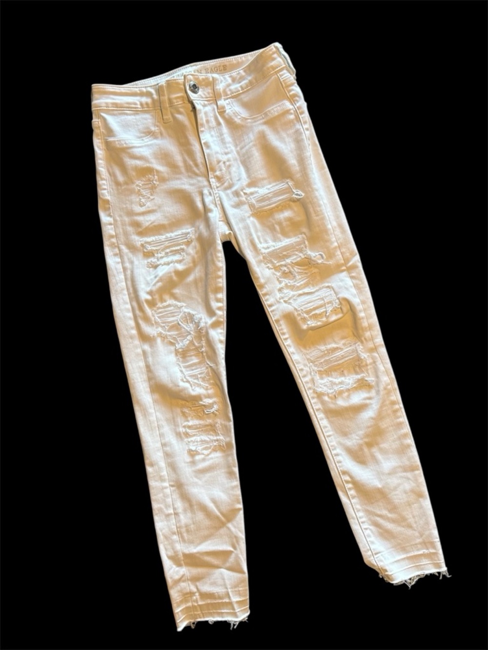 AEO Distressed White Jegging Crop